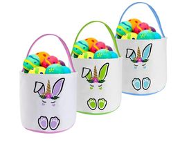 Easter Bag Festive Foldeared Rabbit Basket Bunny Footprint Bucket Easters Eggs Hunting Bag Outdoor Portable Picnic Baskets7212724