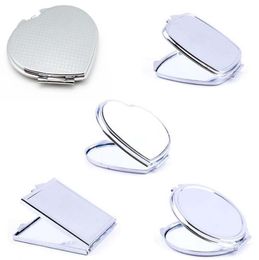 50pcs DIY Makeup Mirrors Portable Compact Mirror Iron 2 Face Sublimation Blank Plated Aluminum Cosmetic Decoration Girl Gift3513595