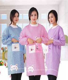 Adult Women Apron Cute Kitchen Apron Long Sleeve 2 Pocket Anti Oil Waterproof Bib Kitchen Aprons Household Cleaning Accessories9243559