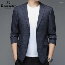 Men's Suits Lansboter Black Men Suit Spring And Autumn Casual Coat Korean Version Slim Fit Small Jacket