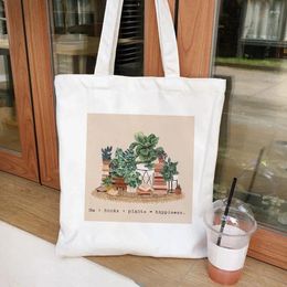 Shopping Bags Fashion Women Handbag Green Plant Canvas Tote Bag Eco Reusable Large Capacity Creative Backpack School