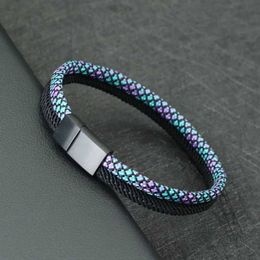 Charm Bracelets New Paracord Bracelet For Men Detachable Stainless Steel Magnet Buckle Bicolor Macrame Braslet Pulseira Masculina Gift For Him Y240510