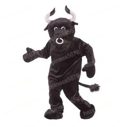 2024 New Black Cow Mascot Costumes high quality Cartoon Character Outfit Suit Carnival Adults Size Halloween Christmas Party Carnival Party