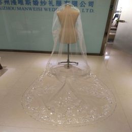 2019 One Layer Wedding Veils 3 Metres Long Cathedral Length Rhinestones Beaded Real Image Tulle Bridal Veil With Comb 2185