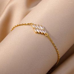 Charm Bracelets Geometric Zircon Pendant For Women Stainless Steel Couple Bracelet 2024 Wedding Jewelry Pulseras Mujer