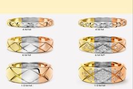 Width 4mm 6mm 10mm branded stamp Top Quality High polished Ring Gold Silver Rose Stainless Steel letter diamond thin wide Rings Wo9762810