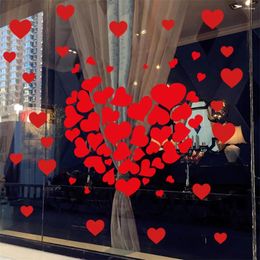 Wall Stickers 6 Sheets Red LOVE Heart Window Decals DIY Self Adhesive Decorations For Wedding Anniversary Valentine Day