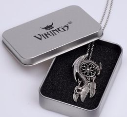 Dragon Guardian Dream Catcher Pendant Necklace Boho Bohemian Women Choker Jewelry Viking Amulet Charm Antique Silver Plated4898084