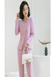 Women039s Two Piece Pants Fashion Blazer Women Business Suits With Pant And Jacket Sets Pink Ladies Work Office Uniform Styles 1176348