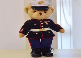 High quality teddy bear plush toy soft pp cotton uniform doll Collection Military gifts Veterans souvenir Christmas gift1925648