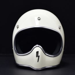 THOMPSON Vintage Motorcycle Helmet Retro Motorbiker Riding Full Face Adult Men Women Chopper Casco Moto 240509