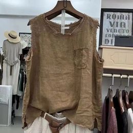 Ragged Tank Top for Men Women Couples Thin Loose Tanks Fashion Design Japanese Solid Colour Sleeveless Tshirt Summer Trend Thin 240509