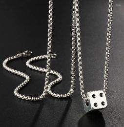 Pendant Necklaces Fashion Men039s Cool Cube Dice Style Silver Color Stainless Steel Long Chain Male Lucky Gifts For Him Jewelry3881559