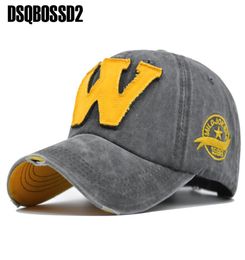 DSQBOSSD2 New cotton letter W baseball cap retro outdoor sports men and women bone clip bent washed retro dad hat male Snapbac6849328