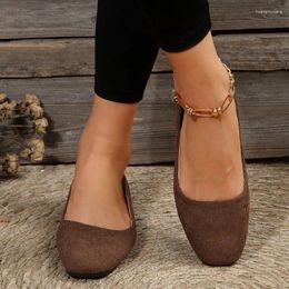 Casual Shoes 2024 Ladies Slip On Women's Flats Autumn Square Toe Solid Solft Sole Light Comfortable Flat Shallow
