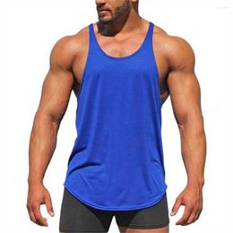 Men's Tank Tops Solid Color Bodybuilding Vest Sport With Racerback Design For Fitness O-neck Men