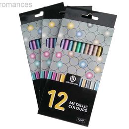 Pencils 12 Colour metal crayon set suitable for childrens Colourful cute pencil art professional sketch pencil drawing stationery accessories d240510