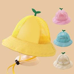 child Little Yellow Hat summer mesh breathable fisherman hat fashion cute baby Stingy Brim Hats sunhat