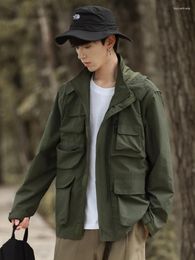 Men's Jackets Casual Jacket 2024 Solid Color Multi Pocket Detachable Hat Waterproof Outdoor Sports Windbreaker Loose Stormcoat