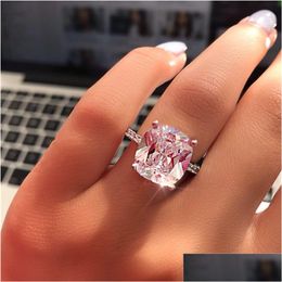 Rings Vecalon Fine Promise Ring 925 Sterling Sier Cushion Cut 7Mm Diamonds Cz Engagement Band For Women Jewellery Drop Delivery Dh76T