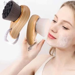 Cleaning Wooden handle facial cleaning brush soft facial massager hole cleaner exfoliating black head facial cleaning brush beauty tool d240510