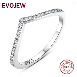 With Side Stones EVOJEW 925 Sterling Silver Clear CZ Simple Water Droplet Rings For Women Jewellery Female Wedding Engagement Finger Ring