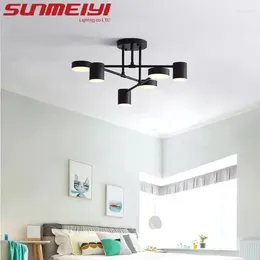 Ceiling Lights Nordic LED Chandelier Multi Heads Rotatable Iron Indoor Lighting For Living Room Bedroom Study Dining El Lobby Luminaire