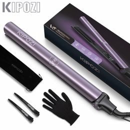 KIPOZI Flat Iron 2 In 1 Instant Heating Professional Beauty Tool Adjustable Temperature Hair Striaghtener with Digital Display 240428