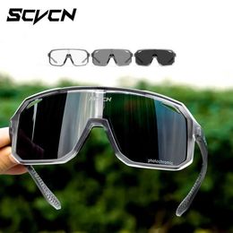 Sunglasses SCVCN Photochromic Bicycle MTB Glasses Road UV400 Goggles Mens Outdoor Sports New Q240509