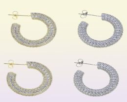 Hoop Earrings Full Iced Out Bling CZ Chunky Hoops Micro Pave Cubic Zirconia Sparking Geometric Round Circle Earring14753265037004