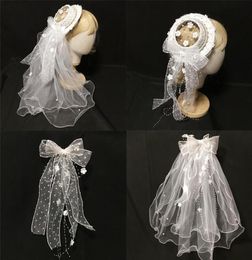 Women Tea Party Cap Transparent Yarn Decorations Hat Bride Head Accessories Stingy Brim Hats5375148