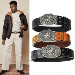 Belts Belt Made Of Animal Alloy With Automatic Buckle Genuine Leather Carved Fashionable Decorative Jeans Trousers Men