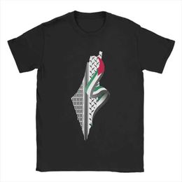 Women's T-Shirt Vintage Palestine Keffiyeh Palestine Map Mens T-shirt Crewneck 100% Cotton T-shirt Shorts Silver Ts Plus Size Top Y240506