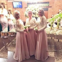 Muslim Islamic Lace Prom Dresses Chiffon Dubai Kaftan Beads Long Sleeves Evening Dresses Graduation Party Gowns V Neck Bridesmaid Dress 0510