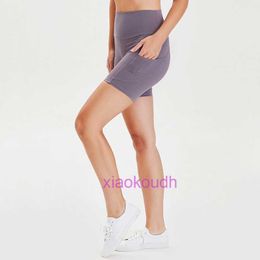 Lu Frau Biker heiß heiß 2024 Sommer Yoga Shorts Nebenpocke Nude High Taille Sporthosen