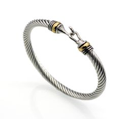 Wholesales(10pcs)Fashion Titanium Stainless Steel Men Hook Bracelet Gold Steel Colour Twist Cable Bracelets & Bangles8341001