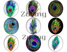 Zdying Whole 1825mm Oval Shape Glass Cabochon Peacock Feather Dome Beads DIY Jewellery Making Findings 10pcslot9498087