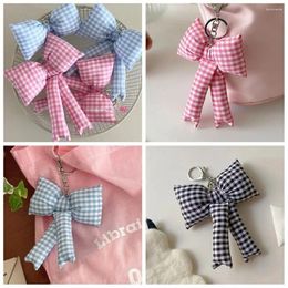 Keychains Y2K 3D Bowknot Keychain Keyring Accessories Pink Color Blue Plaid Bow Cute Backpack Pendant