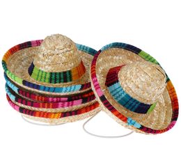 Mini Pet Dogs Straw Hat Sombrero Cat Sun Hat Beach Party Straw Hats Dogs Hawaii Style Hat For Dogs Funny Acc5211905