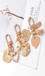 Keychain Cute Pearl Shell Party Favor Pendant Metal Jewelry Creative Small Gift Pendants Individual Packaging copper8185668
