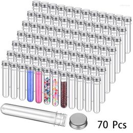 Storage Bottles 70Pcs Test Tubes 23x140mm(40ml) Clear Plastic With Screw Caps For Science Experiment Candy Boxes