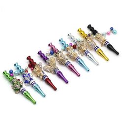 Handmade Bling Metal Mouth Tips Hookah Mouthpiece Tips Pendant Shisha Animal Skull Shaped Filter Jewelry Diamond Smoking pipe Tool4336657