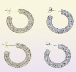 Hoop Earrings Full Iced Out Bling CZ Chunky Hoops Micro Pave Cubic Zirconia Sparking Geometric Round Circle Earring14753268056395
