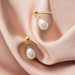 Dangle Earrings MloveAcc Elegant 925 Sterling Silver With White Pearl Push Back Drop Women Simulated Jewellery