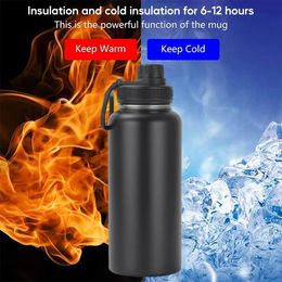 1000Ml Large Capacity Water Cup 304 Stainless Steel Thermos Bottle Outdoor Sports Vacuum Insulation 240424