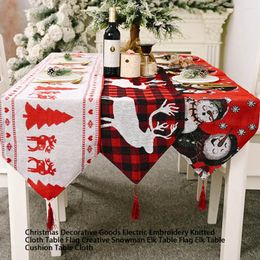 Table Cloth Exquisite Christmas Tablecloth Knitting Elk Flag Long Placemat Furniture Protection Home Dinner Ornament Xmas Tree
