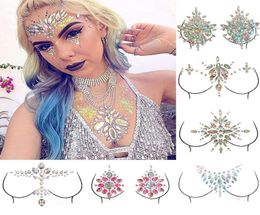 Bikini Decoration Glitter Jewel Adhesive Sticky Tattoo Sticker Face Chest Rhinestone Wedding Party Body Makeup6877983