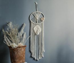 ins Chic Bohmian Wall Hanging Tapestry Leaves Handwoven Cotton Dreamcatcher Decorative Home Pendant Tapestry Boho Decor Macrame7164734