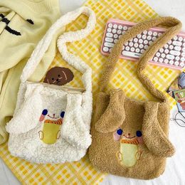 Evening Bags Cute Animal Embroidered Women Shoulder Bag Simple Lamb Wool Student Girls Crossbody Soft Plush Female Small Pouch Handbags