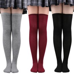 Women Socks Over Knee Thigh High Academic Style Solid Corlor Long The Stockings For Ladies Girls